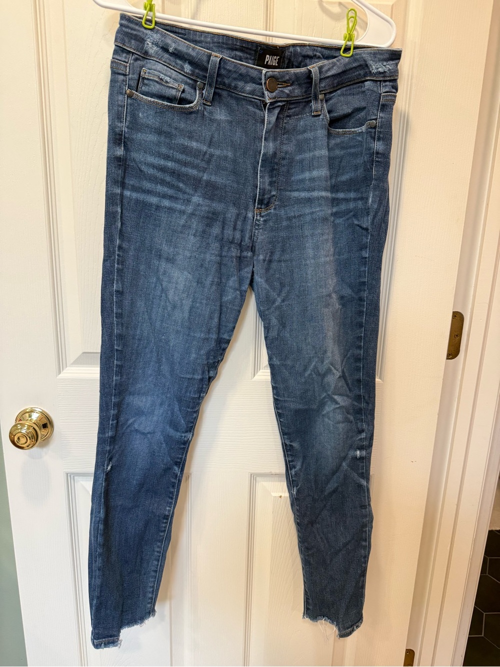 PAIGE Hoxton Crop Skinny Jeans in Medium Denim Blue sz 30